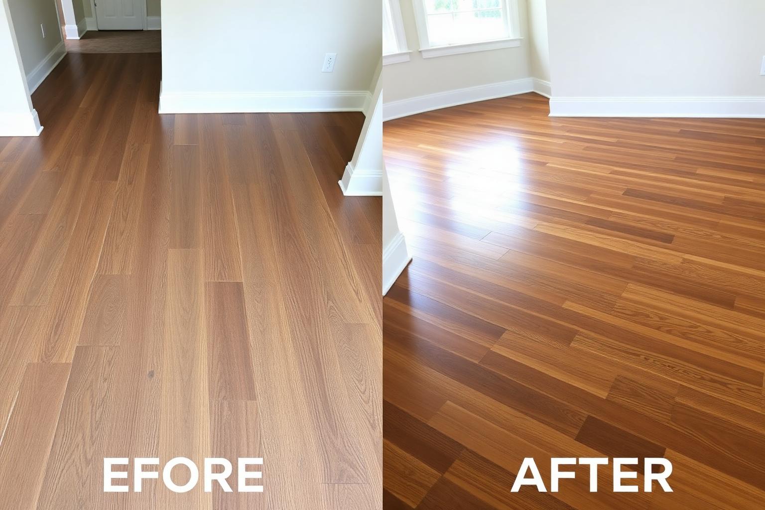 Hardwood floor refinishing before and after comparison
